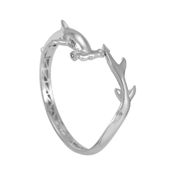 Hammerhead Shark Silver Cuff Bracelet with open lock TBA221 - Jewelry